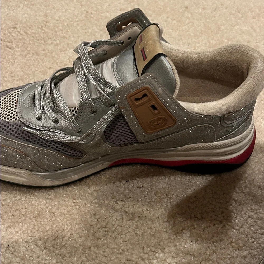 Gucci Ultra Pace Glitter Extravagent Silver and Gray Lightup Sneakers